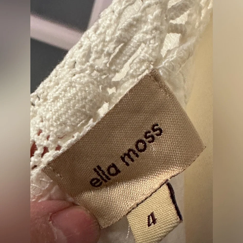 Ella Moss Long White Linen Maxi Halter Summer Dress Lace Detail Size 4 - Picture 5 of 11
